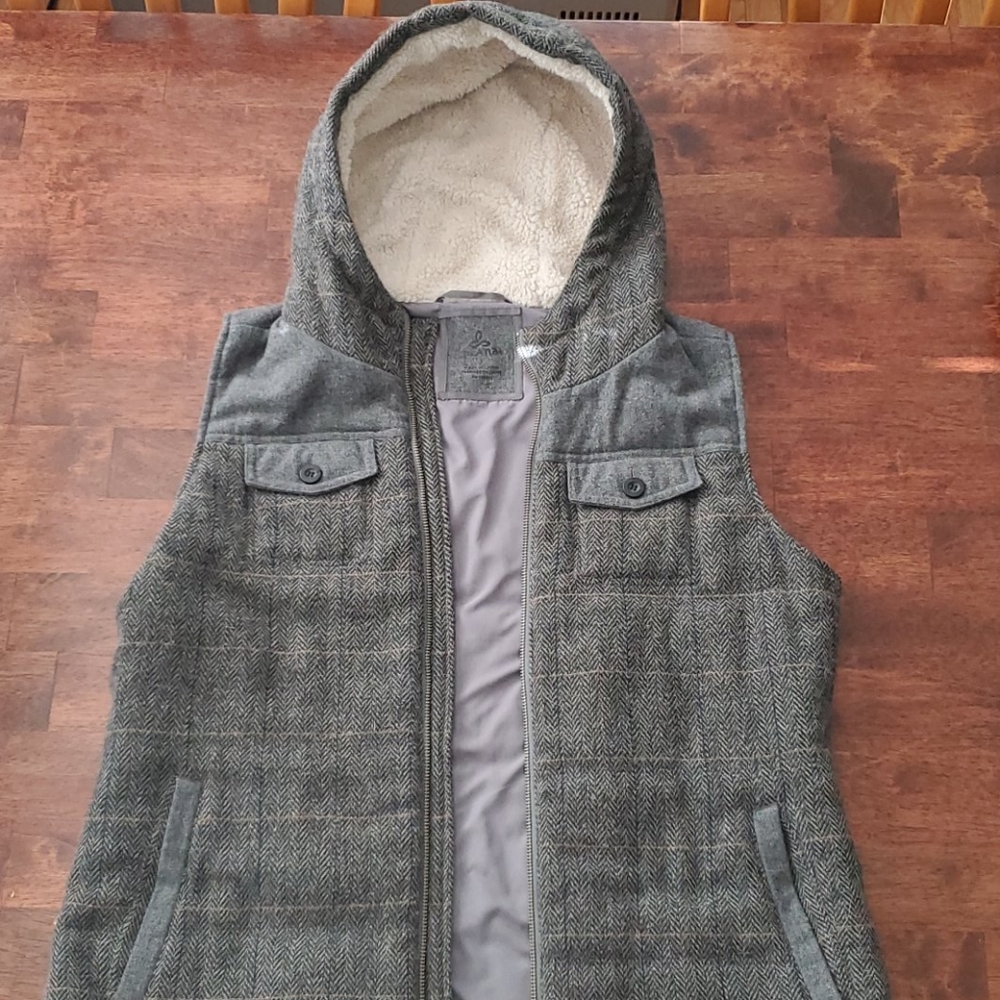Prana Wool Vest with Hood Size Large